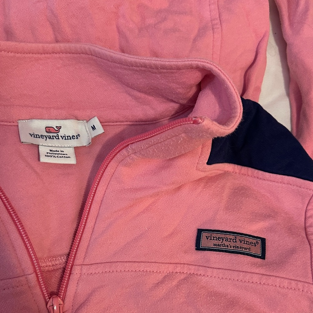 Vineyard Vines Pink and Blue Half-Zip Pullover